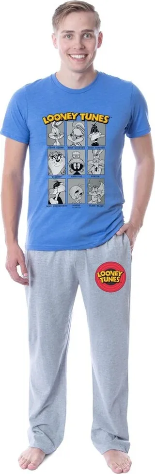 Looney Tunes Mens' Yearbook Superlative Characters Sleep Pajama Set (XX-Large) Multicolored
