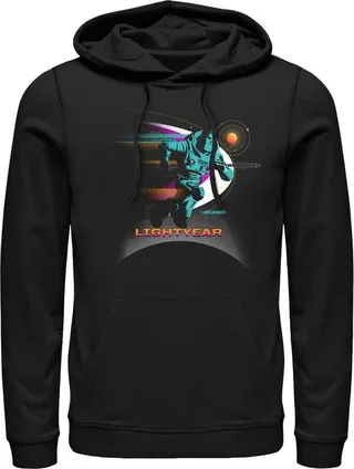 Men's Lightyear Buzz Running Planets Logo Pull Over Hoodie - Black - Small