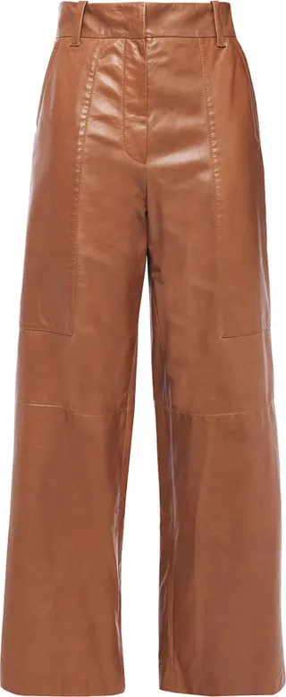 Leather wide-leg pants