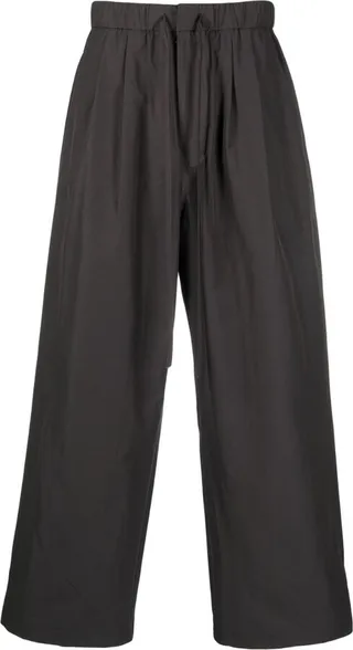Elasticated-Waistband Wide-Leg Trousers