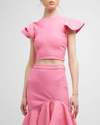 Ruffle Sleeve Crop Top