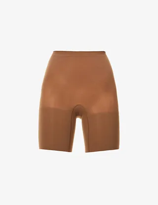 panx Womens Chesnut Brown Power horts High-rise tretch-jersey horts