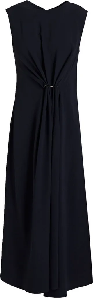 Gathered crepe midi dress