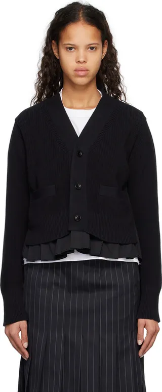 sacai Black Ruffle Cardigan