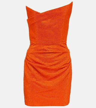 Asymmetric embellished minidress