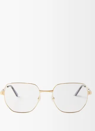 Santos De Cartier Square Metal Glasses