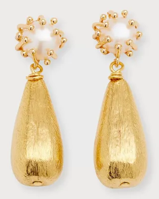 Lucia Teardrop Earrings with Pearl Posts