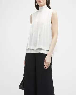 Georgette Sleeveless Pleated Blouse