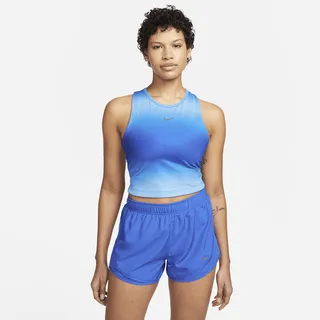 Nike Women's Dri-FIT Swoosh Cropped Running Tank Top in Blue