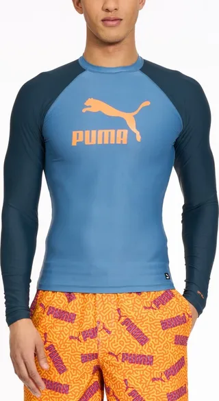 Puma Men's Archive Performance-Fit Long-Sleeve Swim Shirt