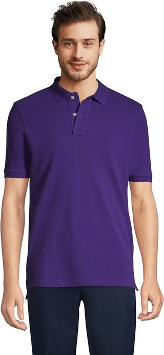Lands' End School Uniform Men's Short Sleeve Mesh Polo Shirt - Medium - Deep Purple