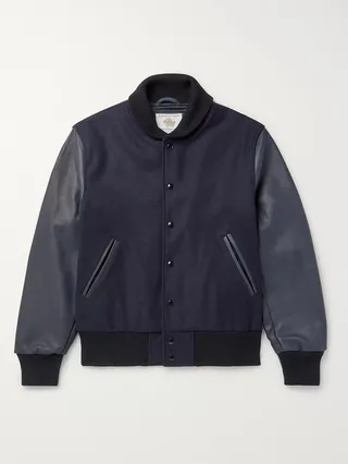 The Albany Wool-Blend and Leather Bomber Jacket