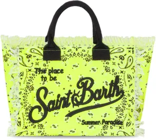 Vanity Canvas Shoulder Bag With Fluo Yellow Bandanna Print