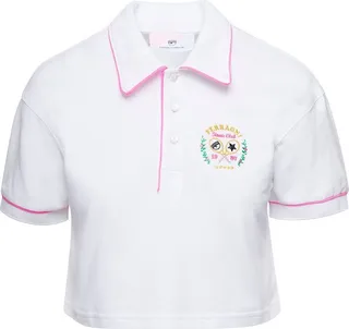 Chiara Ferragni Logo Embroidered Cropped Polo Shirt