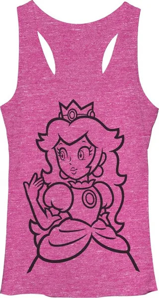 Women's Nintendo Mario Princess Peach Racerback Tank Top - Pink Heather - Medium