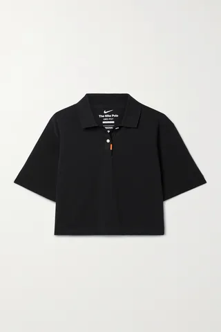 Nike - Cropped Dri-fit Cotton-blend Piqué Polo Shirt - Black