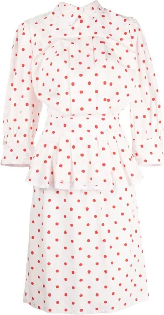 Peplum-Waist Short-Sleeve Mini Dress