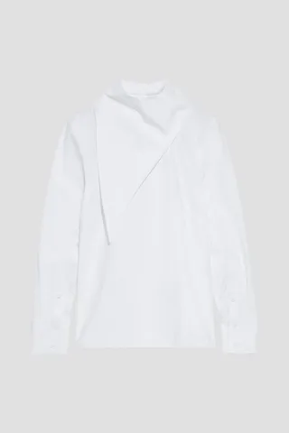 Draped stretch-cotton poplin shirt
