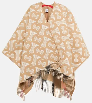 Reversible wool and cashmere cape