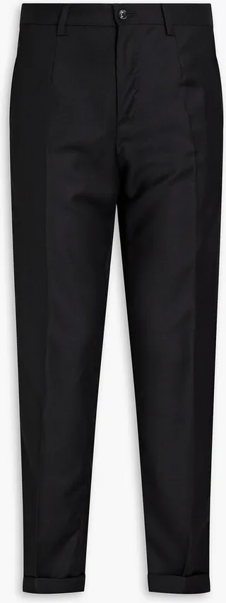 Tapered wool-jacquard pants