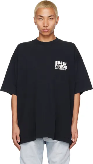 VETEMENTS Black 'Brain Power' T-Shirt
