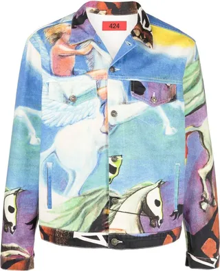 Graphic-Print Denim Jacket