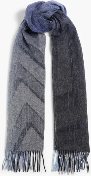 Jacquard-knit wool scarf