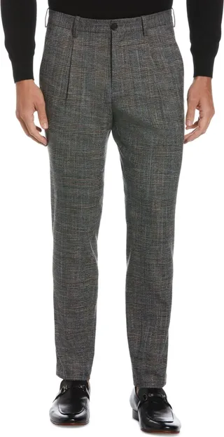 Perry Ellis Men's Slim-Fit Non-Iron Pleated Taper Crop Pants