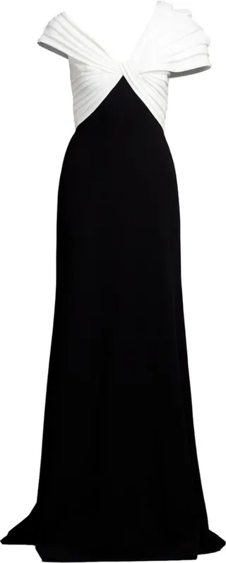Humphrey draped-bodice gown