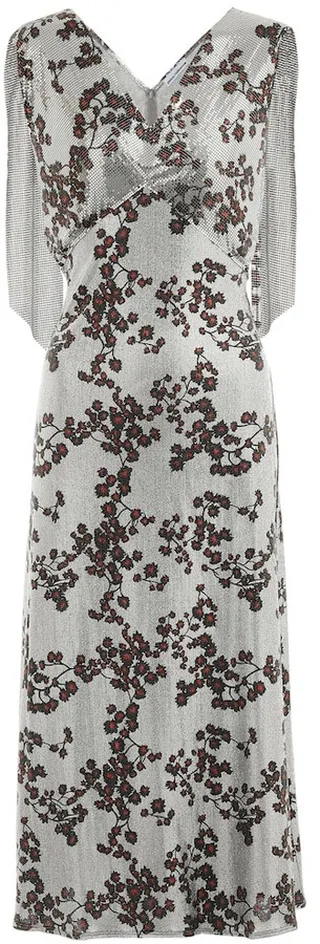 Floral lame midi dress