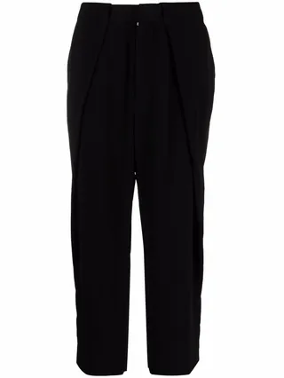 Cropped Straight-Leg Crepe Trousers