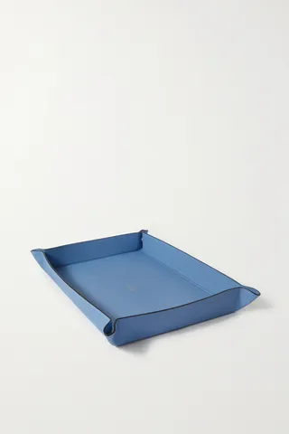 Smythson - Panama Large Textured-leather Trinket Tray - Blue