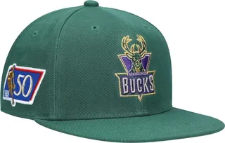 Men's Mitchell & Ness Green Milwaukee Bucks 50Th Anniversary Snapback Hat