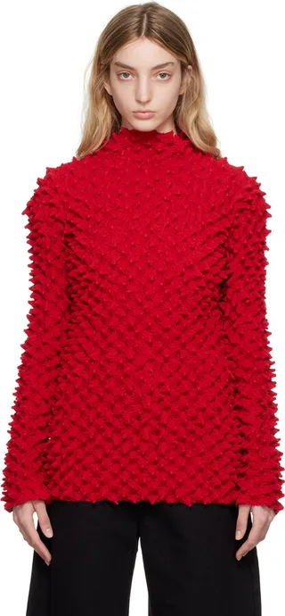 Marques Almeida Red Spike Turtleneck