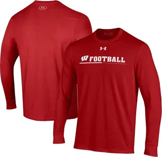 Men's Under Armour Red Wisconsin Badgers 2022 Sideline Football Long Sleeve T-shirt