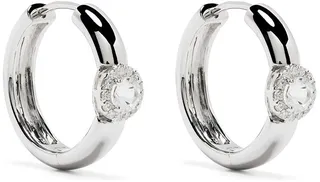 18kt white gold Grace white topaz and diamond hoop earrings