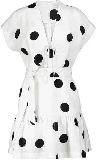 Bonita polka-dot linen minidress