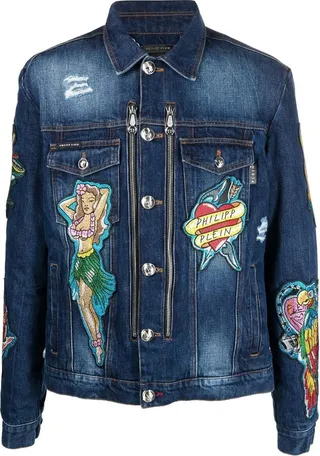 Graphic-Print Denim Jacket