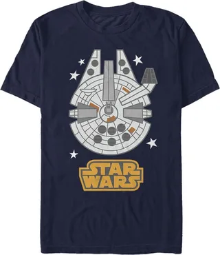 Men's Star Wars Cartoon Millennium Falcon T-Shirt - Navy Blue - Medium