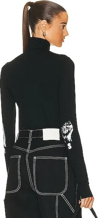 Raf Simons Turtleneck Long Sleeve Top in Black