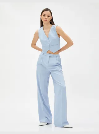 Pocket Detail Button Crop Blazer Vest