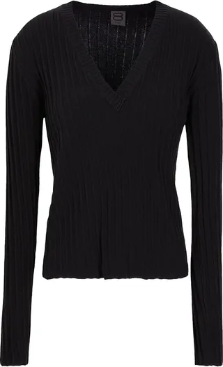 Organic Cotton V-neck Sweater Sweater Black