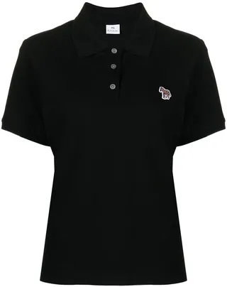 Zebra-patch polo top