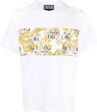 White Logo-Print Short-Sleeve T-Shirt