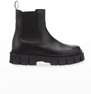 Leather Lug-Sole Chelsea Booties