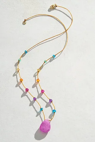 Amalia Rainbow Drop Pink Sapphire Necklace by Amalia at Free People