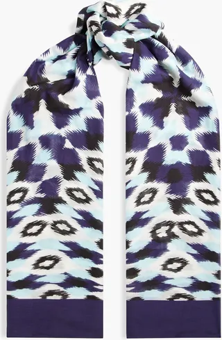 Printed cotton and silk-blend scarf
