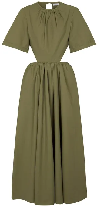 Cutout poplin midi dress