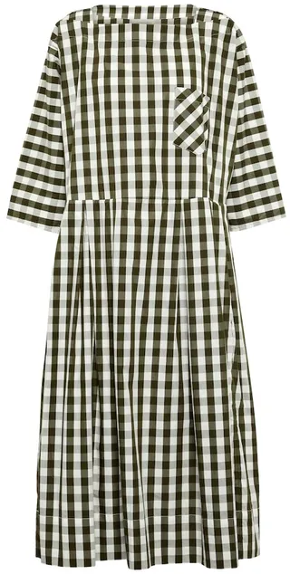 Gingham cotton-blend midi dress