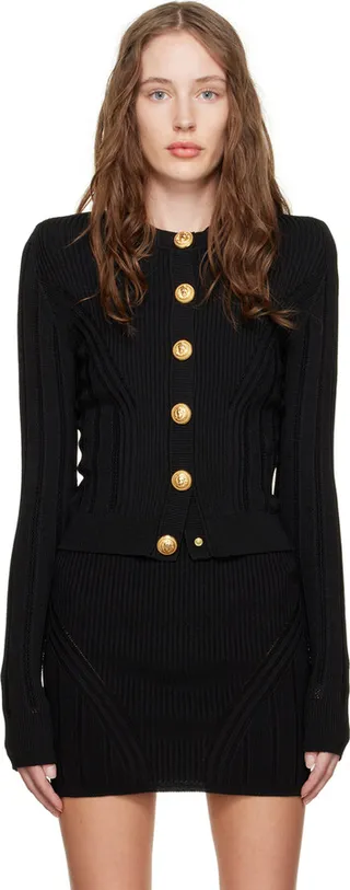 Balmain Black Button Cardigan